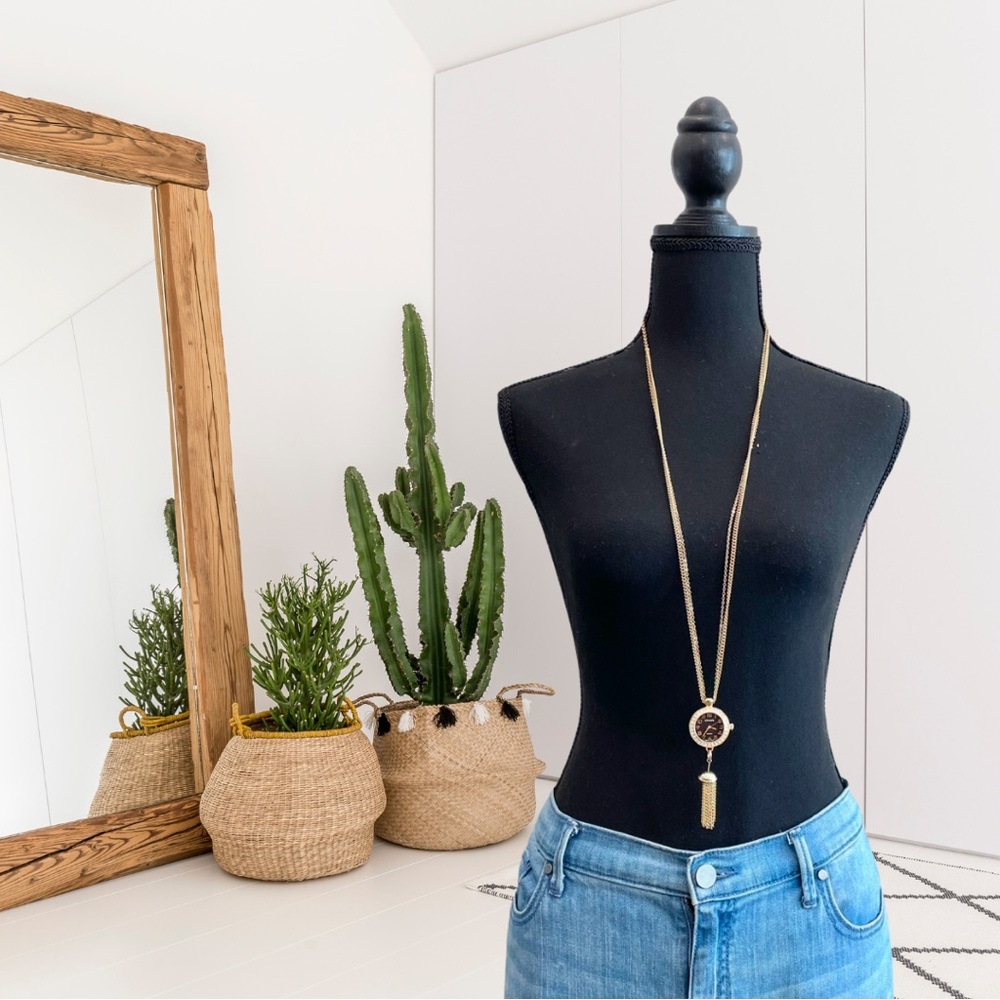 Chicos Tassel Pendant Watch Necklace